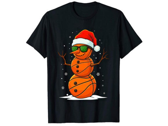 Christmas Basketball Snowman Shirt Baske Graphic Design Asset