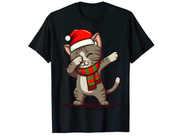 Dabbing Cat Santa Christmas Gift Kids Graphic for T-Shirt Designs