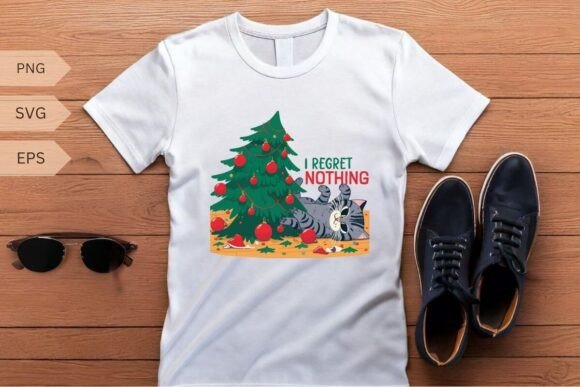 I Regret Nothing Funny Christmas Cat Svg Graphics for T-Shirt Designs