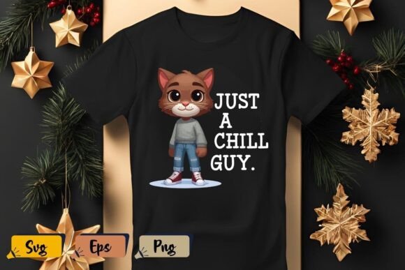 Just a Chill Guy Cat Funny Chill Guy Fun Graphics for T-Shirt Designs