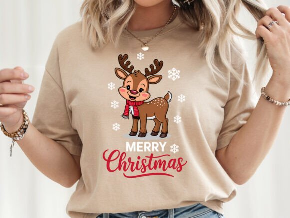 Merry Christmas Elk Tree Light Graphics for T-Shirt Designs