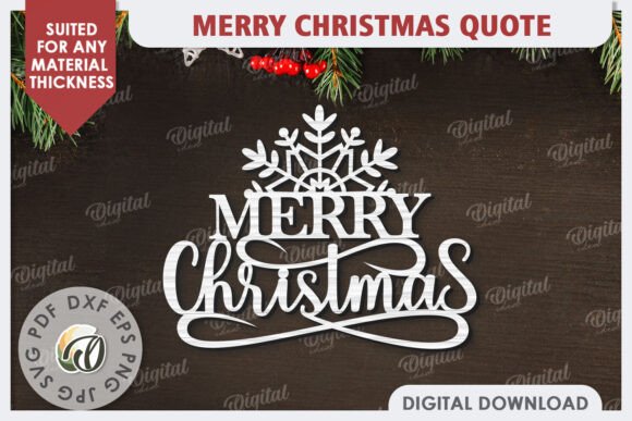 Merry Christmas Quote Laser Cut Design for Winter Amp