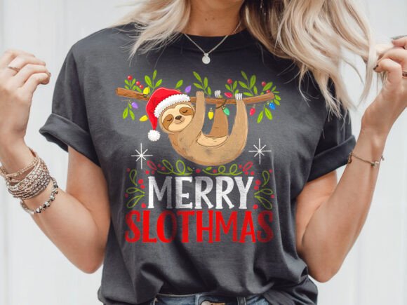 Merry Slothmas Christmas Tshirt Design for Blog and Web Graphics