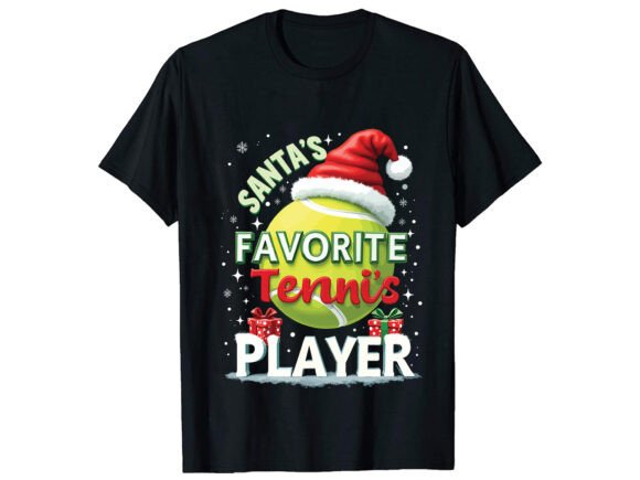 Santa s Favorite Tennis T-Shirt Design Graphics for Bloggers