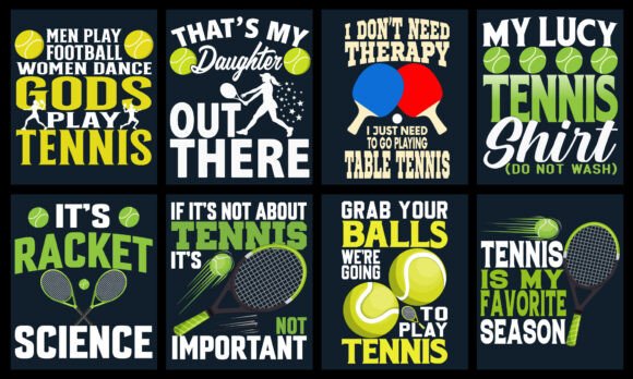 Tennis T-Shirt Design Bundle for Graphics and T-Shirt Designs